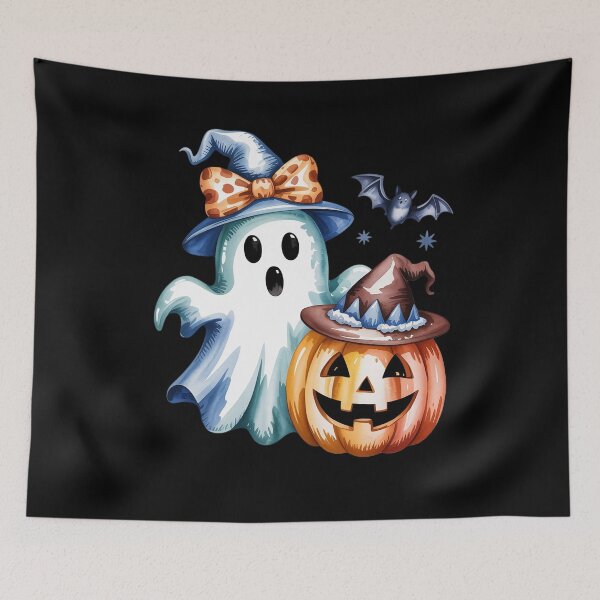 Item preview, Girly Halloween Blue Denim Ghost Coquette Bow Spooky Season designed and sold by Shannon Bosley.