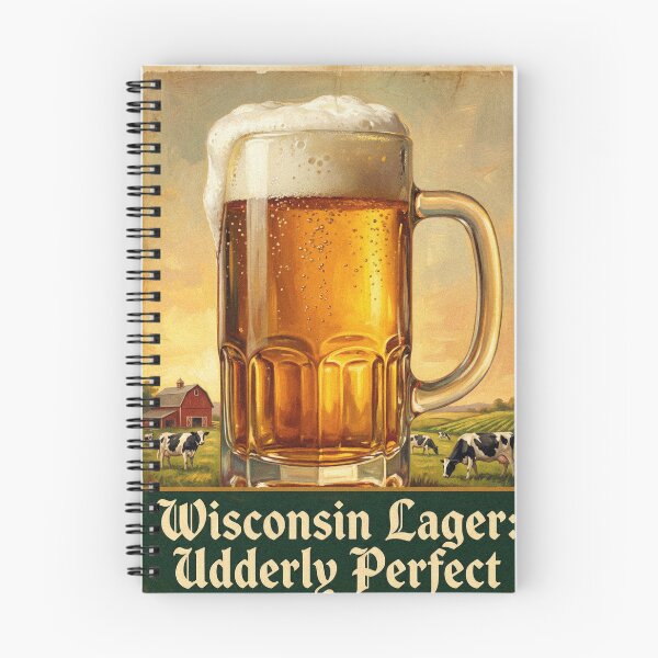 Item preview, Vintage Wisconsin Lager Beer Cow Pun Poster Bar Art designed and sold by Cozy-Old-Pub.