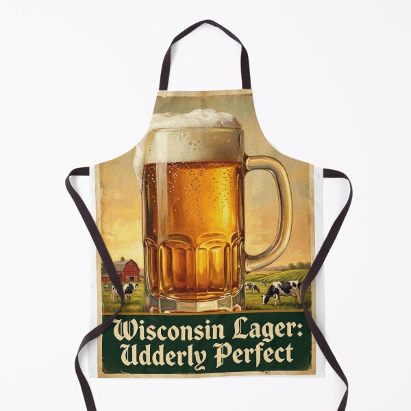 Item preview, Vintage Wisconsin Lager Beer Cow Pun Poster Bar Art designed and sold by Cozy-Old-Pub.