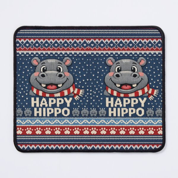 Item preview, Happy Hippo, a fun knitted hippopotamus with a winter and Christmas motif designed and sold by Mauswohn.