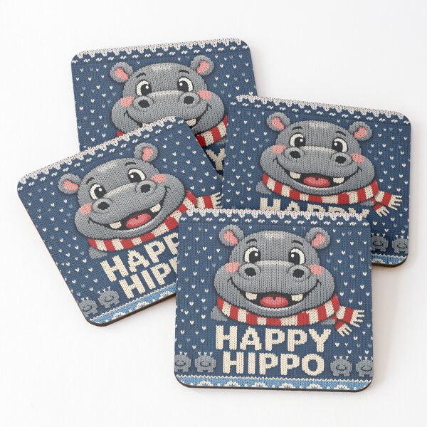 Item preview, Happy Hippo, a fun knitted hippopotamus with a winter and Christmas motif designed and sold by Mauswohn.
