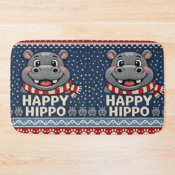 Item preview, Happy Hippo, a fun knitted hippopotamus with a winter and Christmas motif designed and sold by Mauswohn.