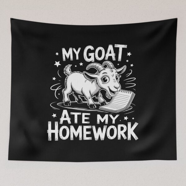 Item preview, Goat Ate My Homework Farm Animal Student Teacher Humor designed and sold by Shannon Bosley.