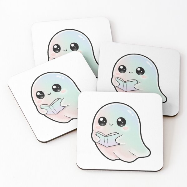 Item preview, Cute Reading Ghost Illustration | Kawaii Ghost Book Lover Art Design designed and sold by CozyPops.