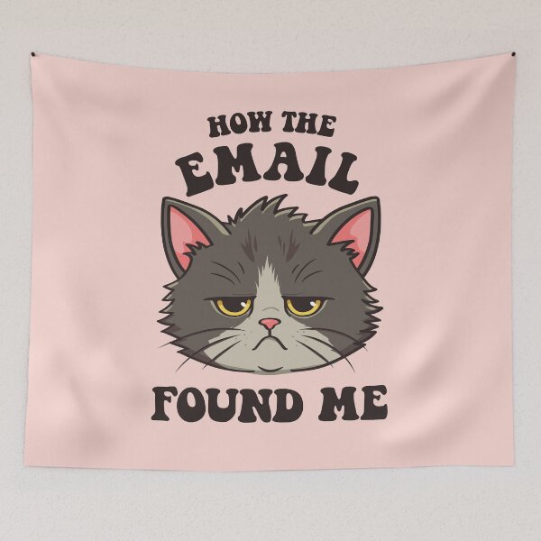 Item preview, How the email found me (not well) | Tired, sad overworked black cat designed and sold by MamSelle.