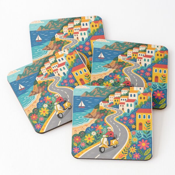 Item preview, A vibrant and fantastical Mediterranean coastal scooter road trip designed and sold by Ponted.