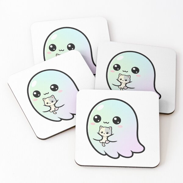 Item preview, Cute Ghost Holding Kitten Illustration | Kawaii Ghost Cat Lover Art Design designed and sold by CozyPops.
