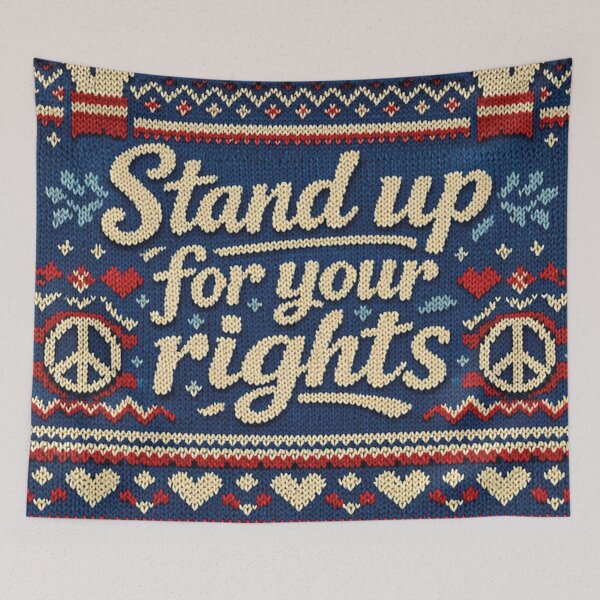 Item preview, Stand Up for Your Rights, Political Knitted Design in Ugly Sweater Style designed and sold by Mauswohn.