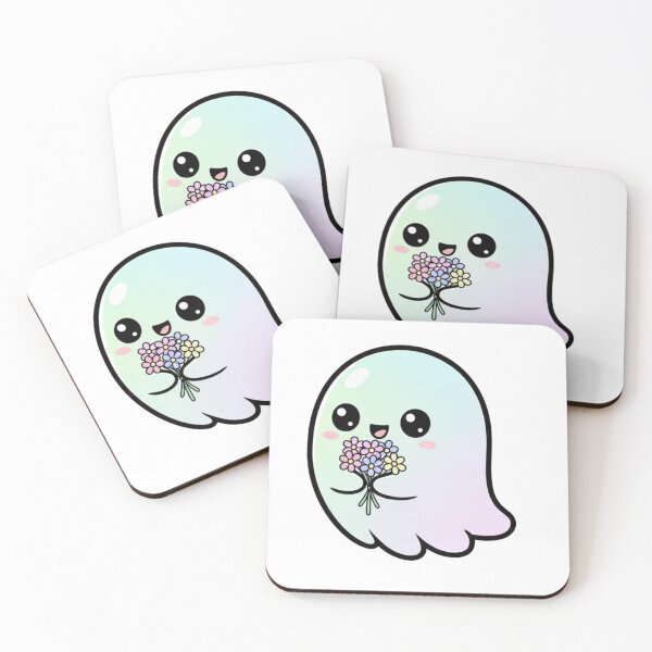 Item preview, Cute Ghost Holding Flowers Illustration | Kawaii Pastel Floral Ghost Art designed and sold by CozyPops.