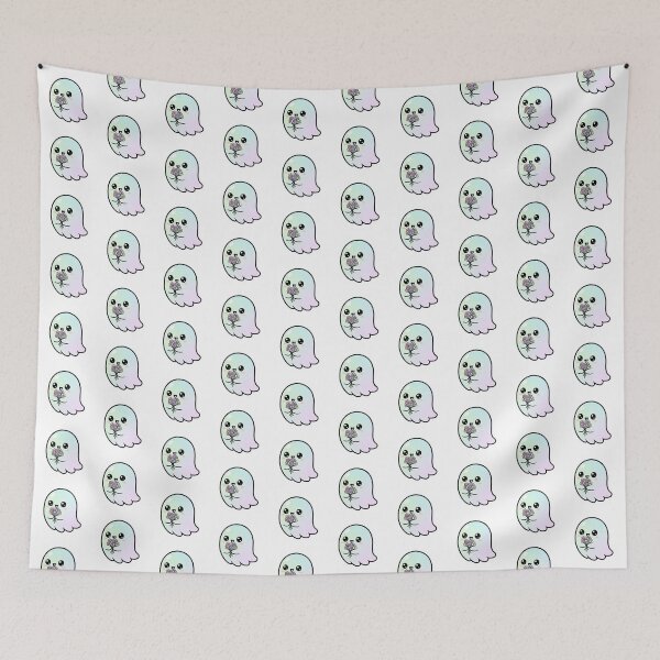 Item preview, Cute Ghost Holding Flowers Illustration | Kawaii Pastel Floral Ghost Art designed and sold by CozyPops.