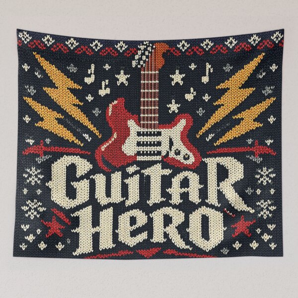 Item preview, Guitar Hero, Rocking guitar motif in a knitted design, Ugly Sweater Style designed and sold by Mauswohn.