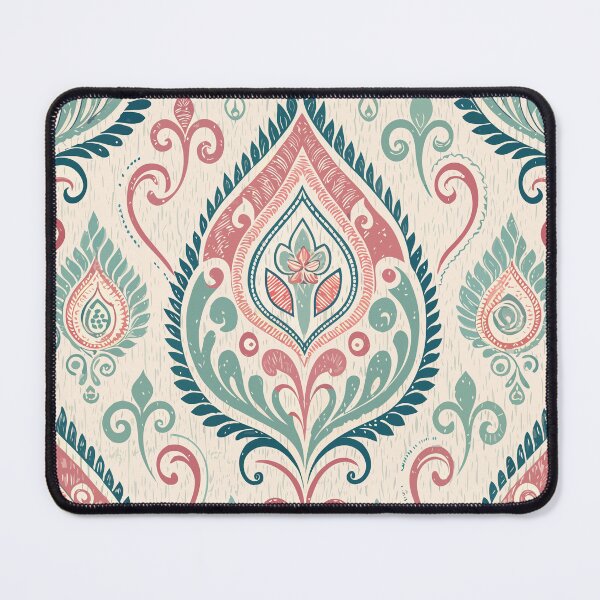 Item preview, Pastel Boho Ikat Floral Pattern – Soft Teal & Pink Ornamental Design designed and sold by PetalsnPaperCo.