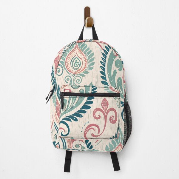 Item preview, Pastel Boho Ikat Floral Pattern – Soft Teal & Pink Ornamental Design designed and sold by PetalsnPaperCo.