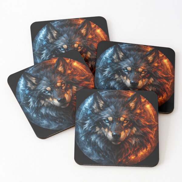 Item preview, Elemental Fire and Ice Wolf Mandala designed and sold by Daagath.
