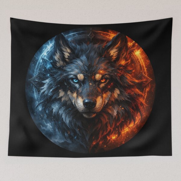 Item preview, Elemental Fire and Ice Wolf Mandala designed and sold by Daagath.