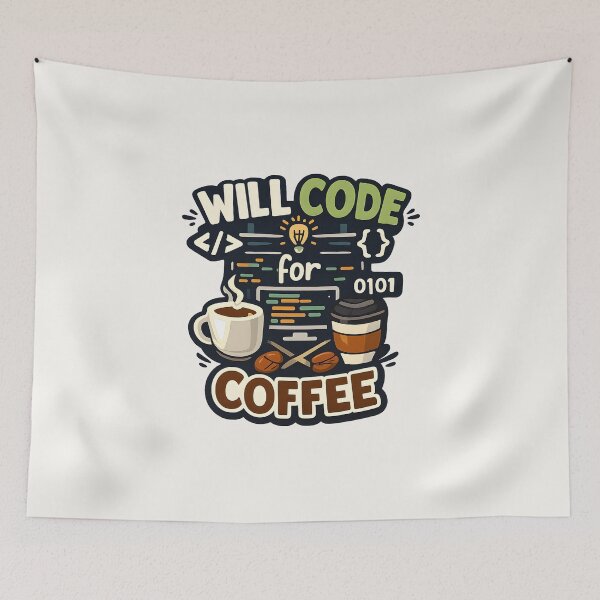 Item preview, Will Code for Coffee designed and sold by musthavewords.