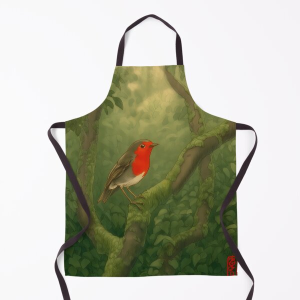 Item preview, European Robin on a Mossy Branch designed and sold by Ukiyo Aviary.