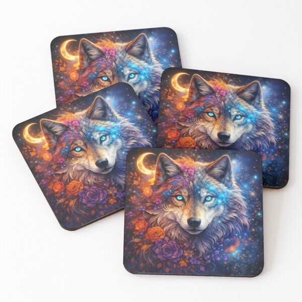 Item preview, Lunar Bloom Wolf with Cosmic Florals designed and sold by Daagath.