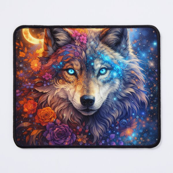 Item preview, Lunar Bloom Wolf with Cosmic Florals designed and sold by Daagath.