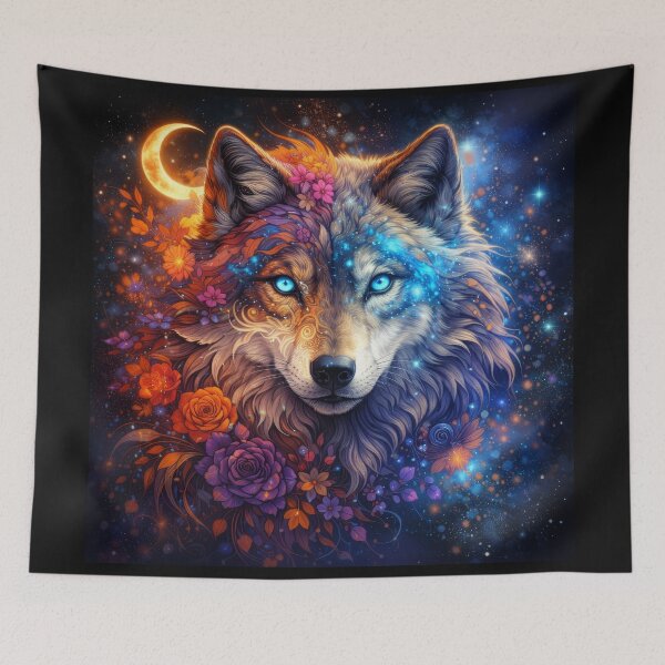 Item preview, Lunar Bloom Wolf with Cosmic Florals designed and sold by Daagath.