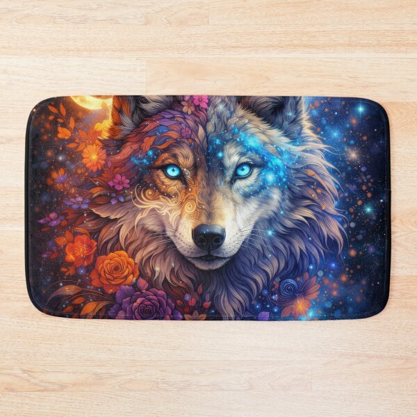 Item preview, Lunar Bloom Wolf with Cosmic Florals designed and sold by Daagath.