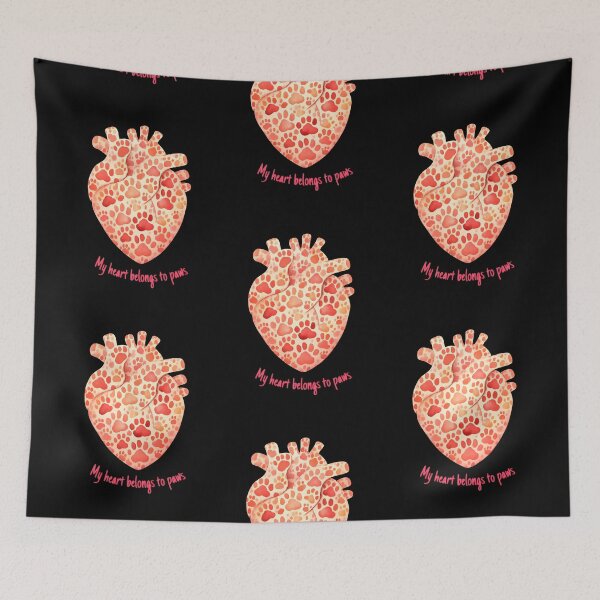 Item preview, My Heart Belongs to Paws – Anatomical Heart Paw Print Design designed and sold by Bettybee00.