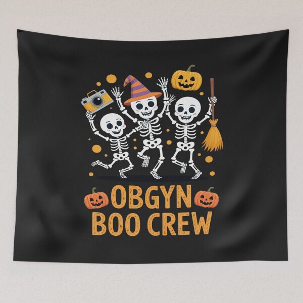 Aperçu de l'œuvre Infirmière OBGYN Boo Crew Squelette Danse Halloween Effrayant créée et vendue par Eskomeranola.