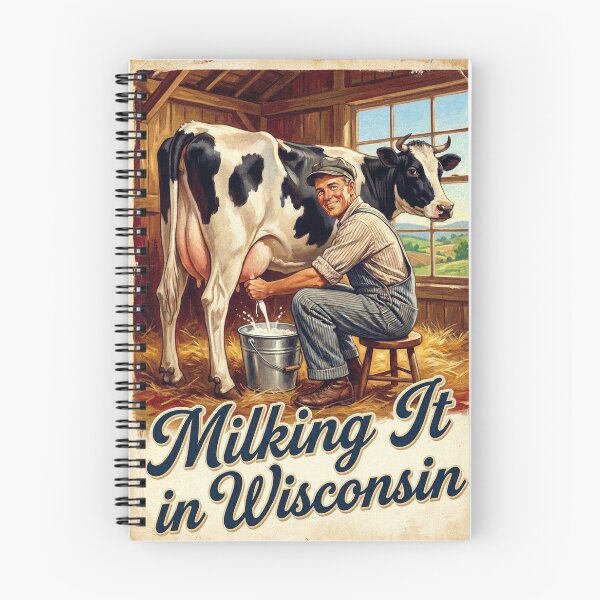 Item preview, Milking It in Wisconsin Dairy Farmer Poster designed and sold by Cozy-Old-Pub.