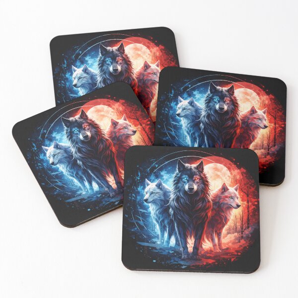 Item preview, Trio of Elemental Wolves in Fire and Ice designed and sold by Daagath.