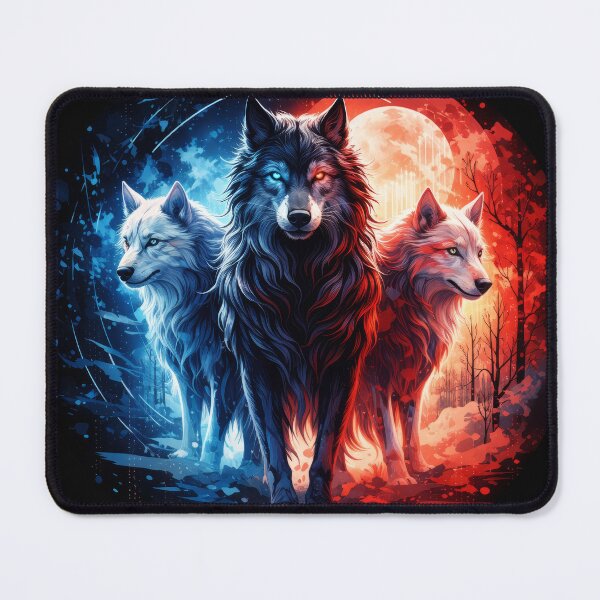Item preview, Trio of Elemental Wolves in Fire and Ice designed and sold by Daagath.
