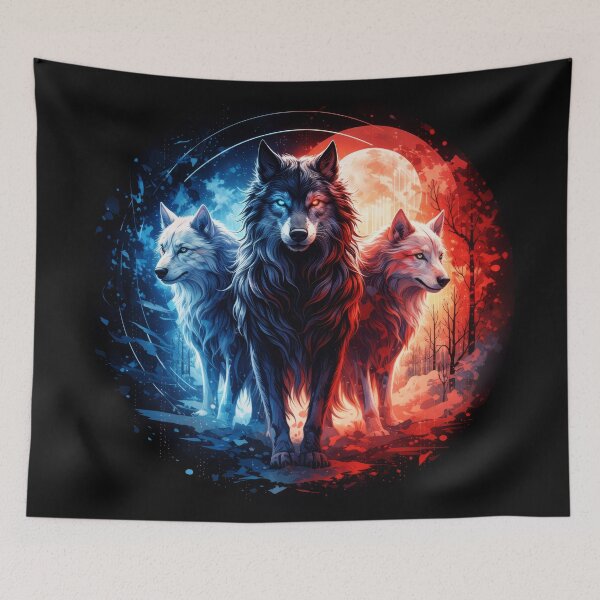 Item preview, Trio of Elemental Wolves in Fire and Ice designed and sold by Daagath.