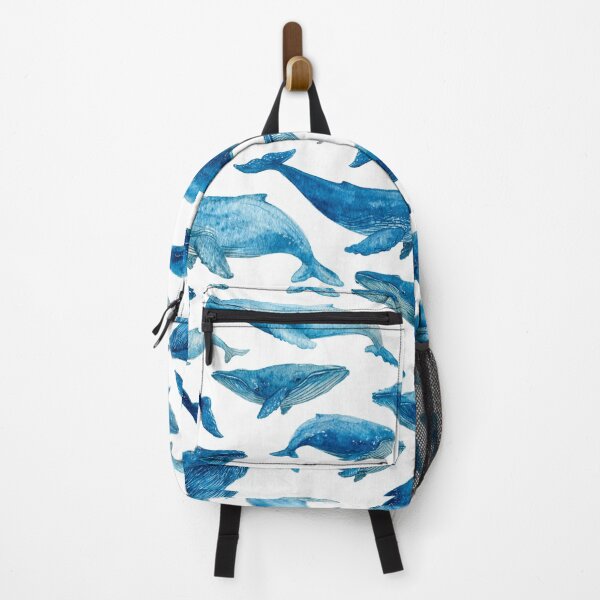 Item preview, Monochrome Blue Watercolour Whale Ocean on White designed and sold by GrinGalore.
