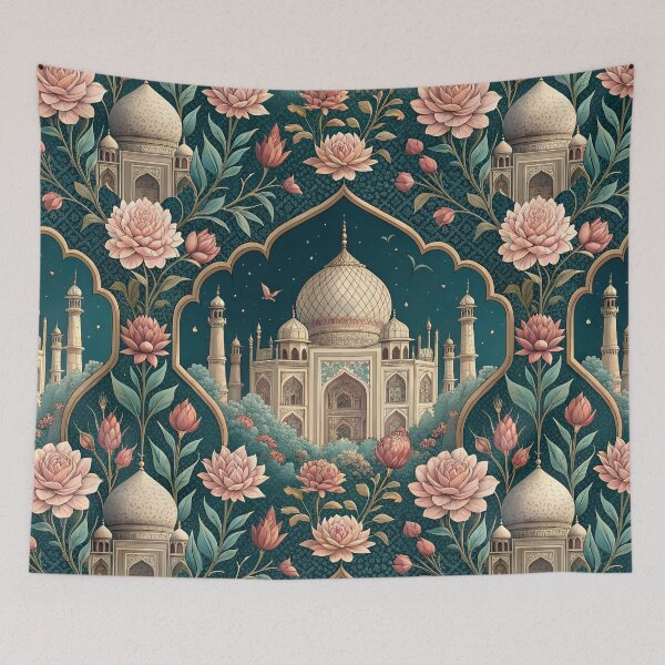 Item preview, Mughal timeless vintage Taj Mahal Art Royal Blue designed and sold by PetalsnPaperCo.
