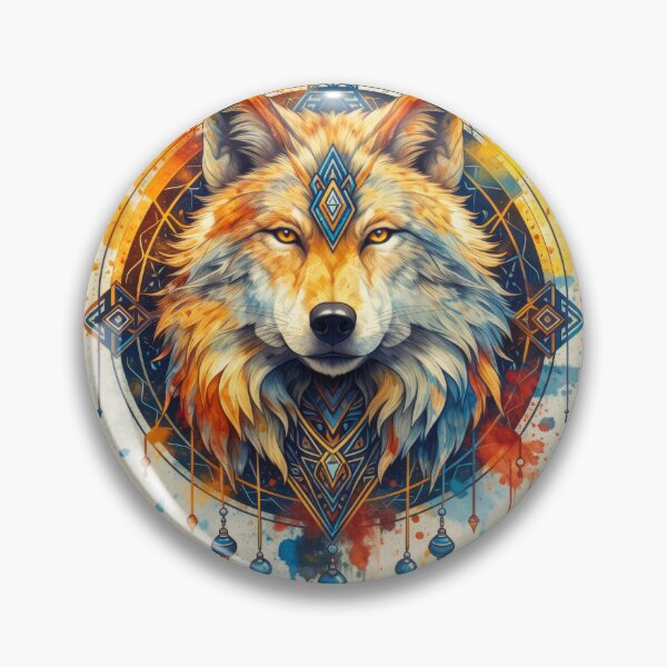 Item preview, Sacred Geometric Wolf with Tribal Colors designed and sold by Daagath.