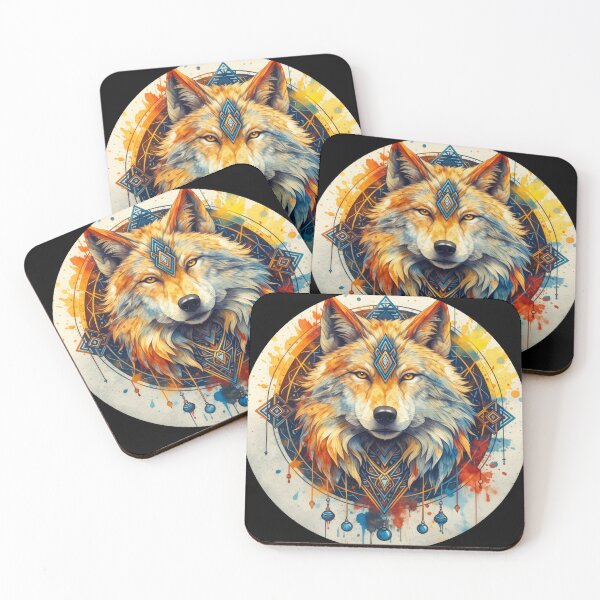 Item preview, Sacred Geometric Wolf with Tribal Colors designed and sold by Daagath.