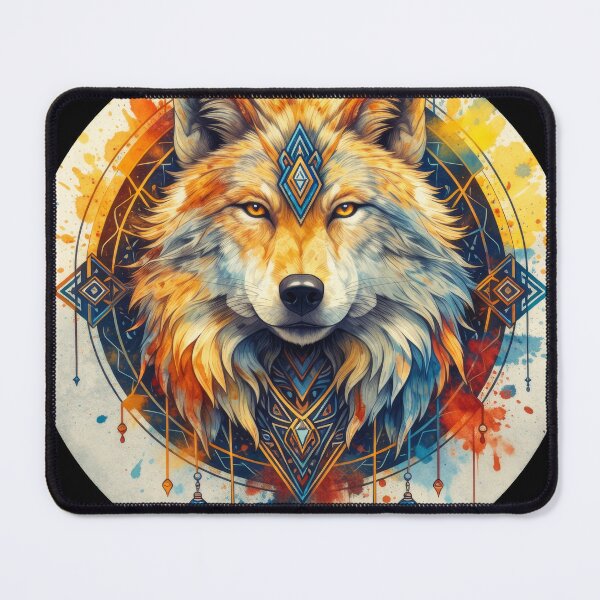 Item preview, Sacred Geometric Wolf with Tribal Colors designed and sold by Daagath.