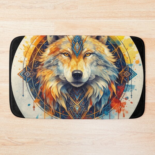 Item preview, Sacred Geometric Wolf with Tribal Colors designed and sold by Daagath.