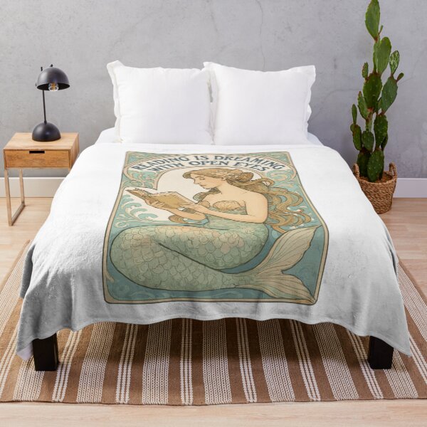 Item preview, Blonde Mermaid Nixie Reading Dreaming Books Gift designed and sold by Pineapple-Tree.