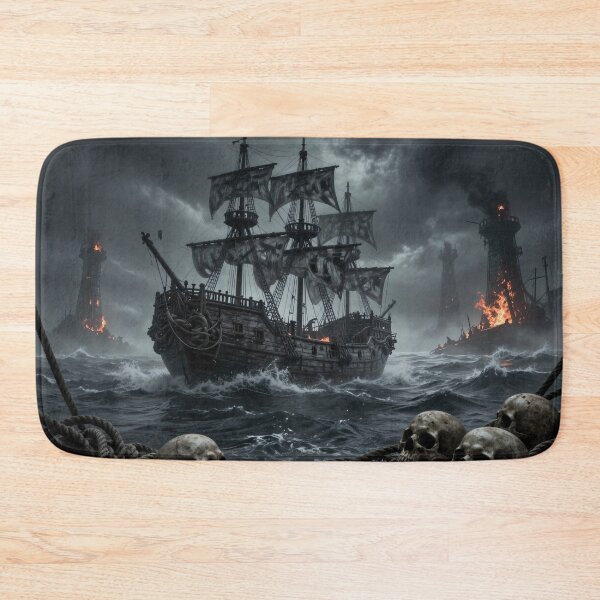 Item preview, Ghost Ship Amid Burning Towers designed and sold by Insomnia Art Designs.