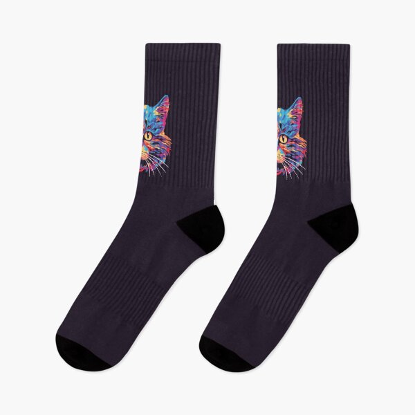 Item preview, Psychedelic cat illustration | Trippy funky colorful kitten designed and sold by MamSelle.