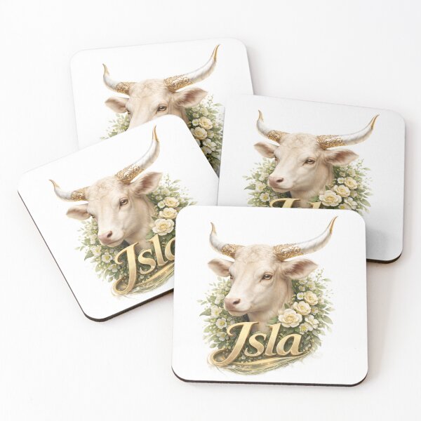 Item preview, Isla Taurus – Zodiac Bull Floral Fantasy Name Art designed and sold by AlexLineArt.