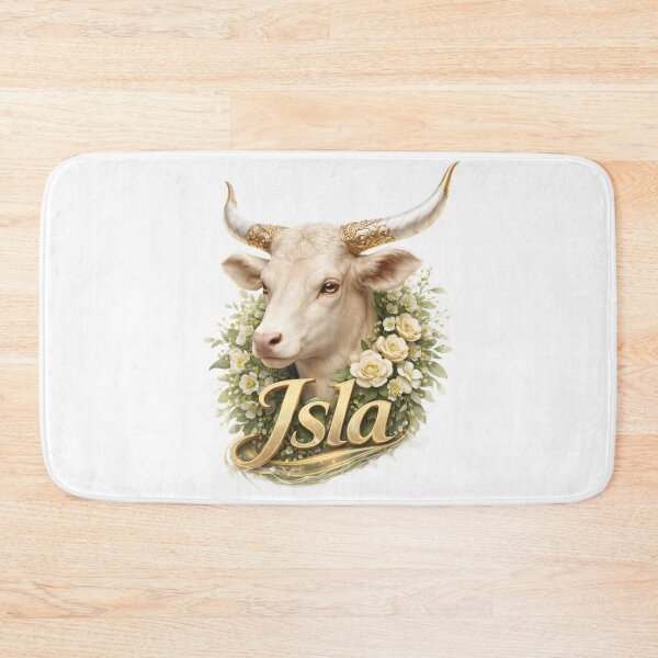 Item preview, Isla Taurus – Zodiac Bull Floral Fantasy Name Art designed and sold by AlexLineArt.