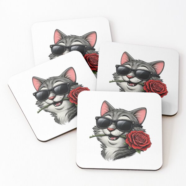 Item preview, Cool Cat with Rose & Sunglasses designed and sold by the-dovlat.