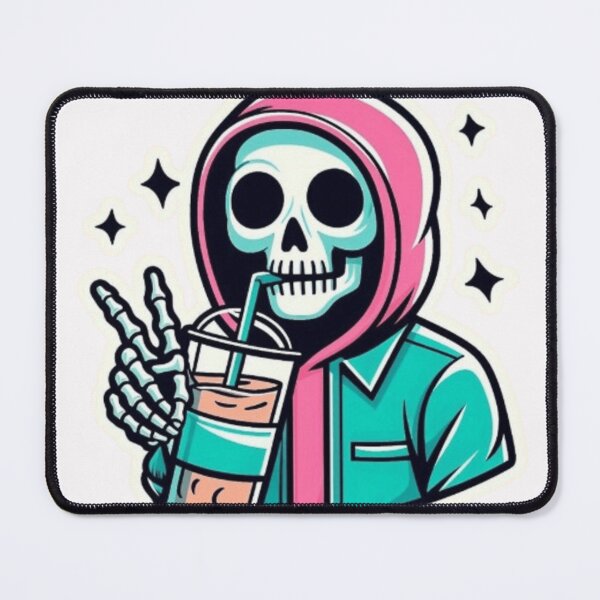 Item preview, Retro 90s Skeleton Drinking Iced Coffee - Dead Inside But Caffeinated designed and sold by EmotionallyAFK.