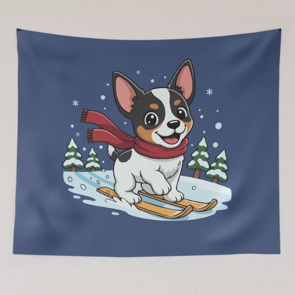 Item preview, Cute Toy Fox Terrier Skiing Puppy | Happy Winter Puppy designed and sold by The Real Life Symphony.
