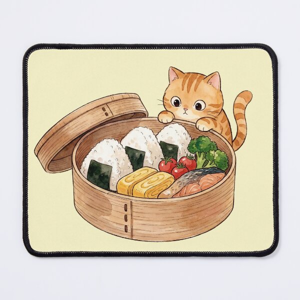 Item preview, Cute Cat Bento Illustration Kawaii Japanese Food Art Cozy Lunchbox Design designed and sold by Imaginationbeyond.