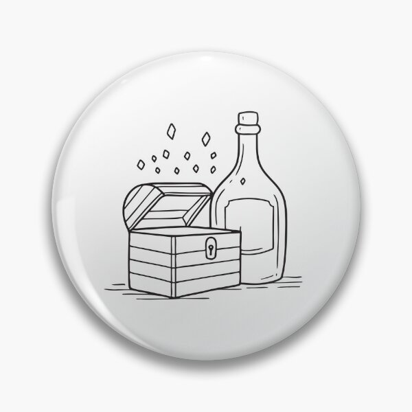 Item preview, A treasure chest near a bottle with an old label falling off   designed and sold by rasagamastore.