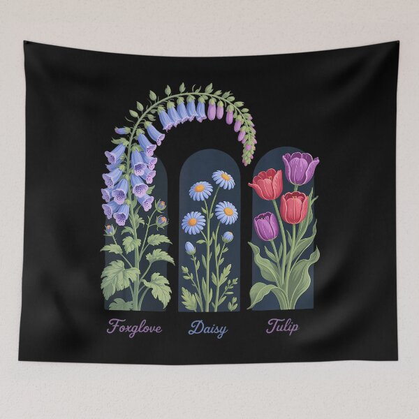 Item preview, Foxglove Daisy Tulip Cottagecore Garden designed and sold by charitashmoqs.
