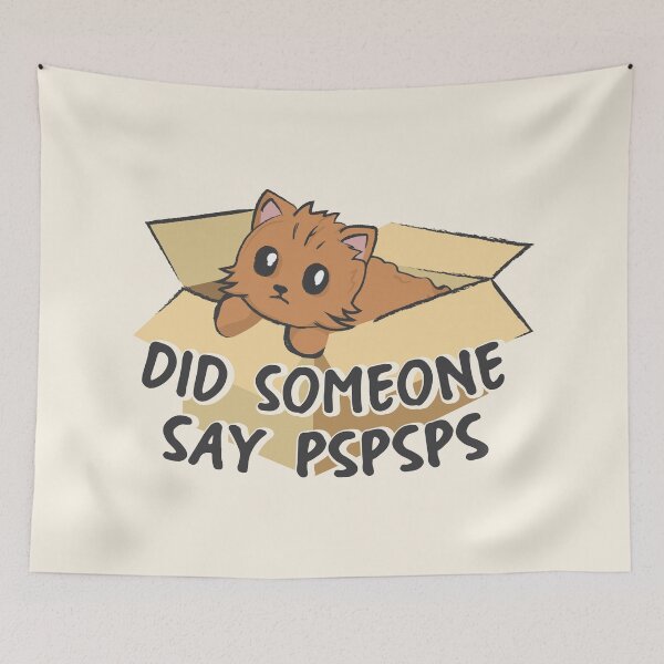 Item preview, Did someone say pspsps | cute orange cat in a box designed and sold by MamSelle.