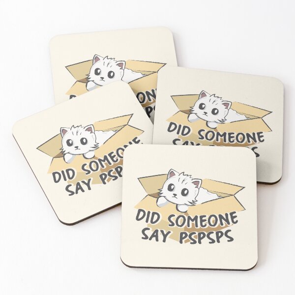 Item preview, Did someone say pspsps | cute white cat in a box designed and sold by MamSelle.
